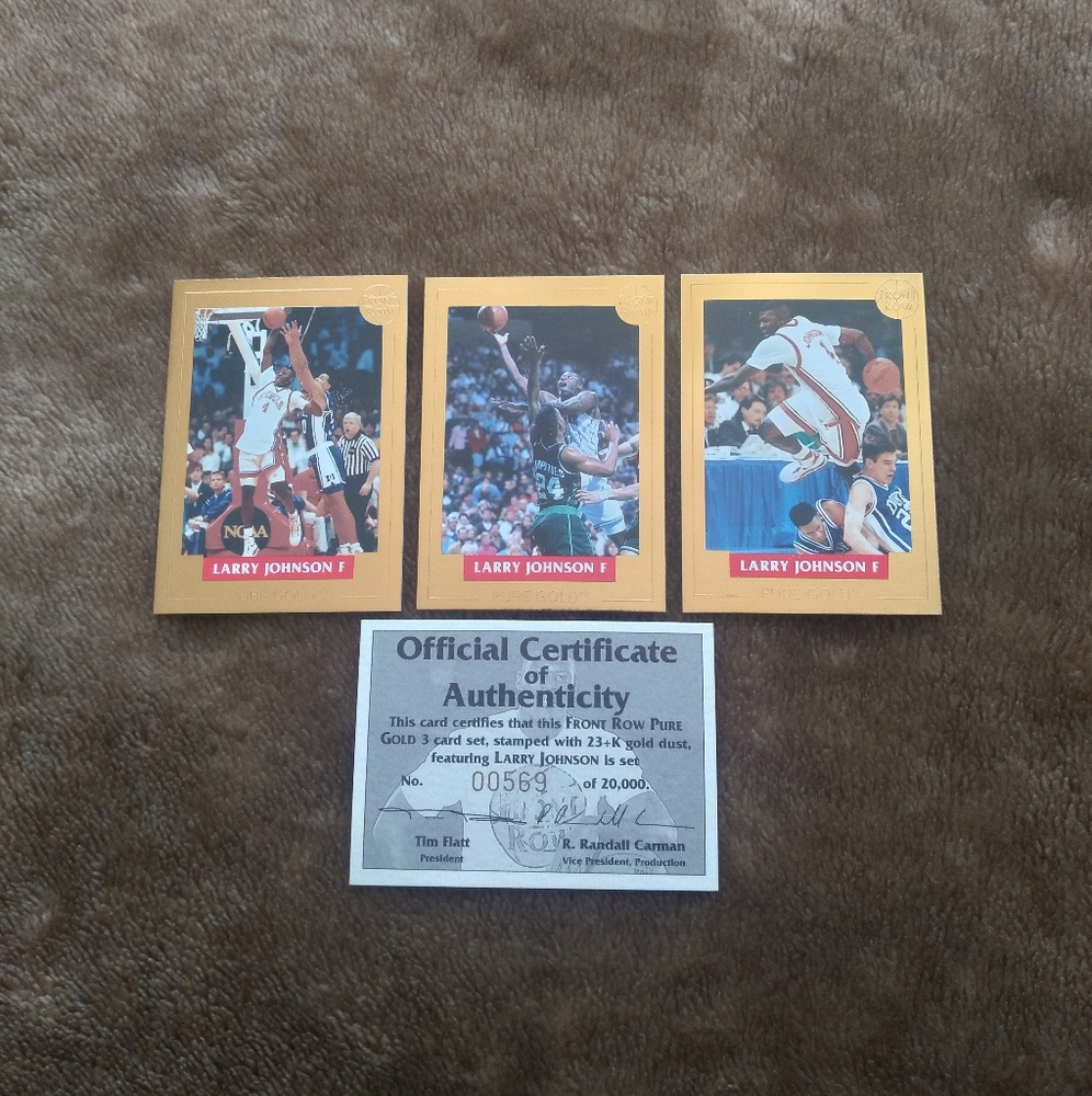 Larry Johnson Gold 3 card lot w/Authenticity card.